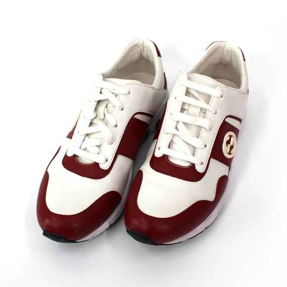 Gucci Miro Soft Rosso GG Red White Leather Low Top Sneakers 39 Logo Running Shoe - Picture 2 of 8